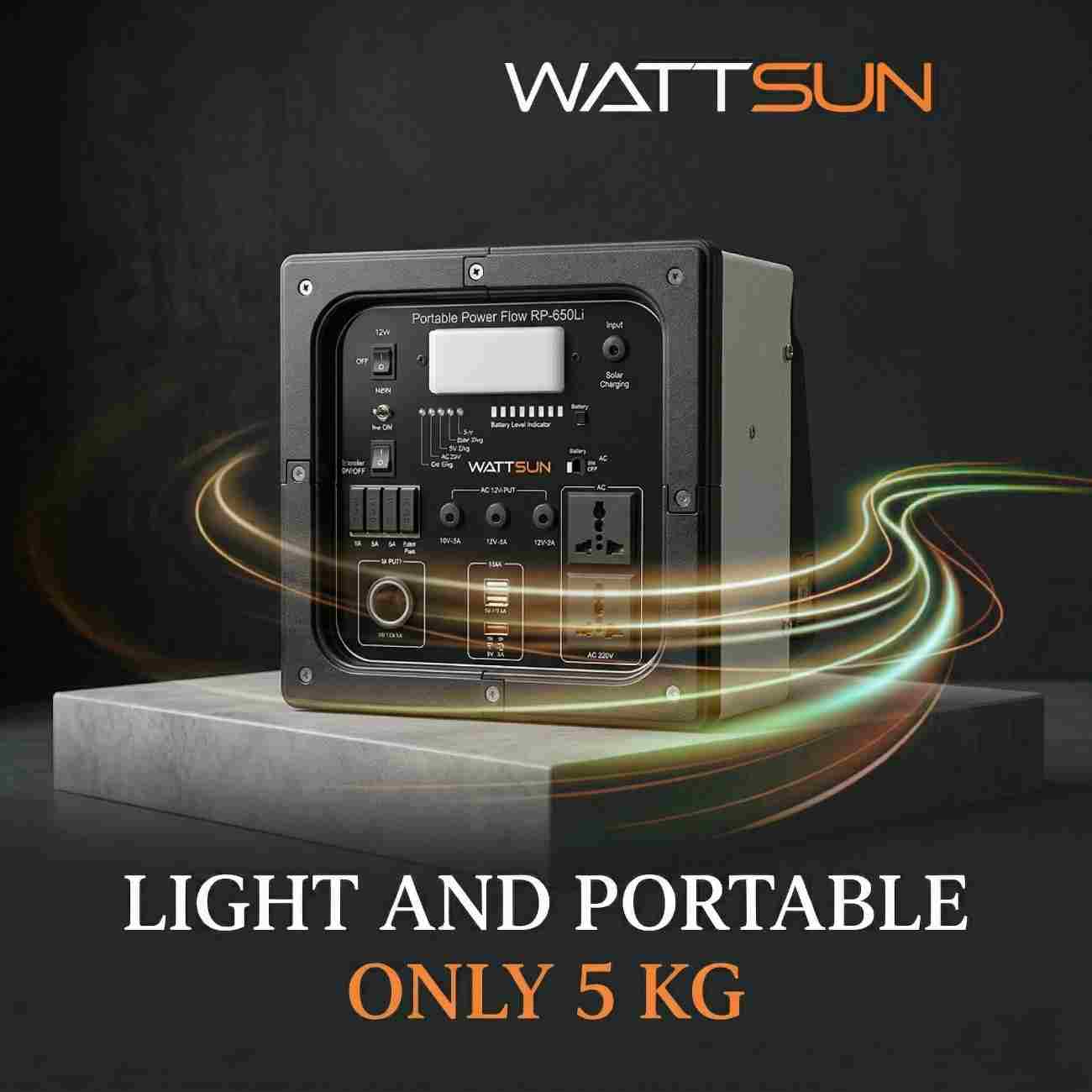 Wattsun 650W Portable Power Station | 268.8Wh Lithium Battery | 10 Output Ports | IP32 Rated